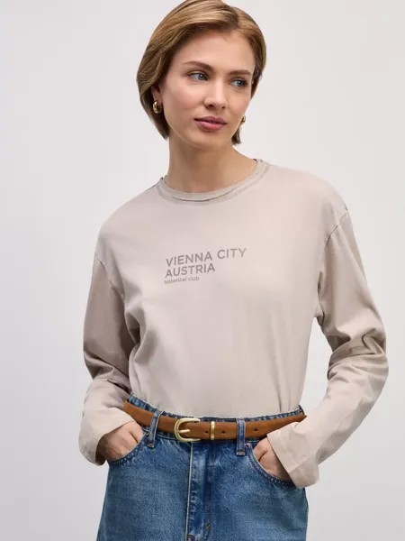 Лонгслив из хлопка garment dye