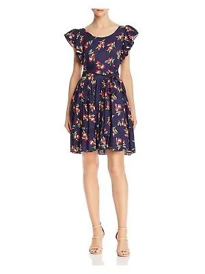 JILL STUART Женское темно-синее платье с короткими рукавами и расклешенным рукавом с цветочным принтом Размер: XL