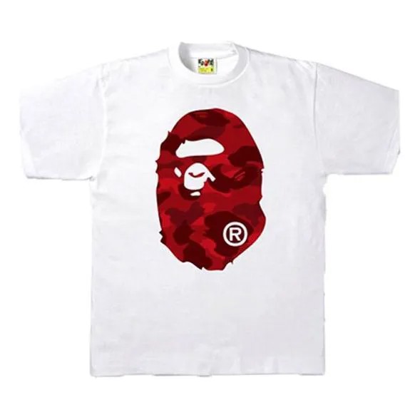Футболка BAPE Color Camo Big Ape Head Tee White/Red Camouflage Short Sleeve Unisex White T-Shirt, белый