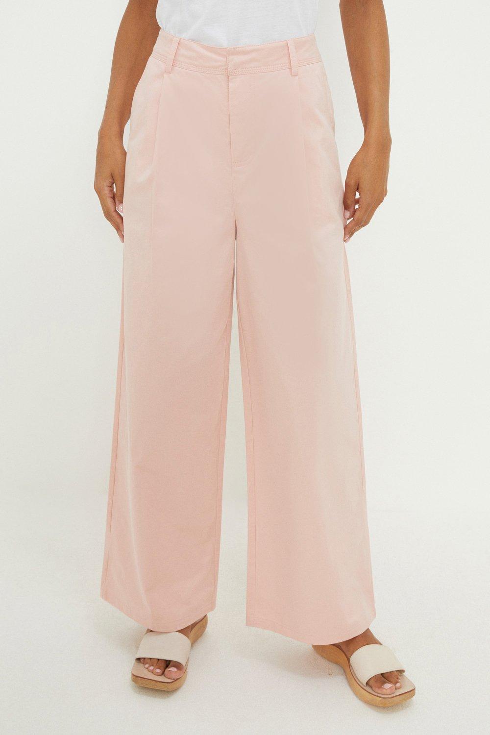 Широкие хлопковые брюки Dorothy Perkins, розовый