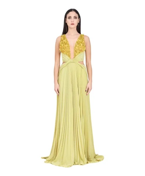 Платье Cedar из джерси с люрексом для красной дорожки Elisabetta Franchi, желтый