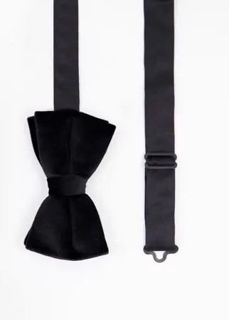 Черный бархатный галстук-бабочка ASOS DESIGN-Черный цвет