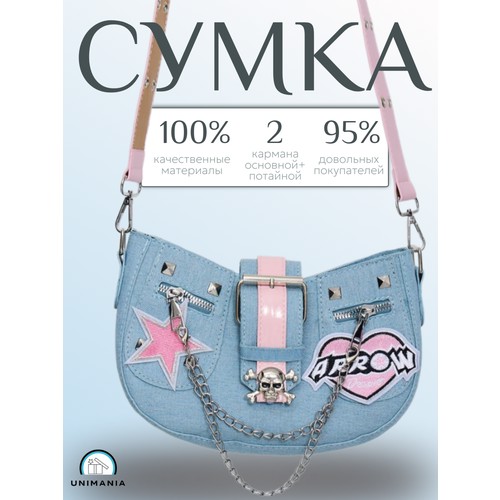 Сумка барсетка , фактура рельефная, стеганая, голубой