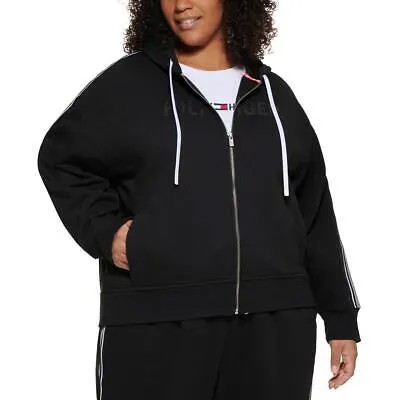 Tommy Hilfiger Sport Womens Fleece Comfy Zip-Front Hoodie Top Plus BHFO 5494