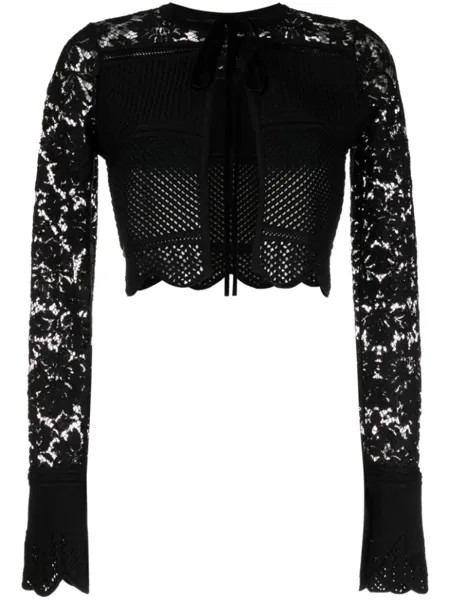 Укороченный топ рыхлой вязки Roberto Cavalli, черный