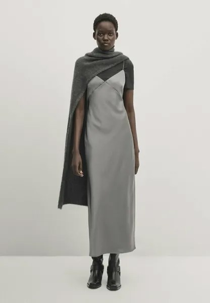 Коктейльное/праздничное платье STUDIO-WITH SHINY STRAPS Massimo Dutti, цвет silver coloured