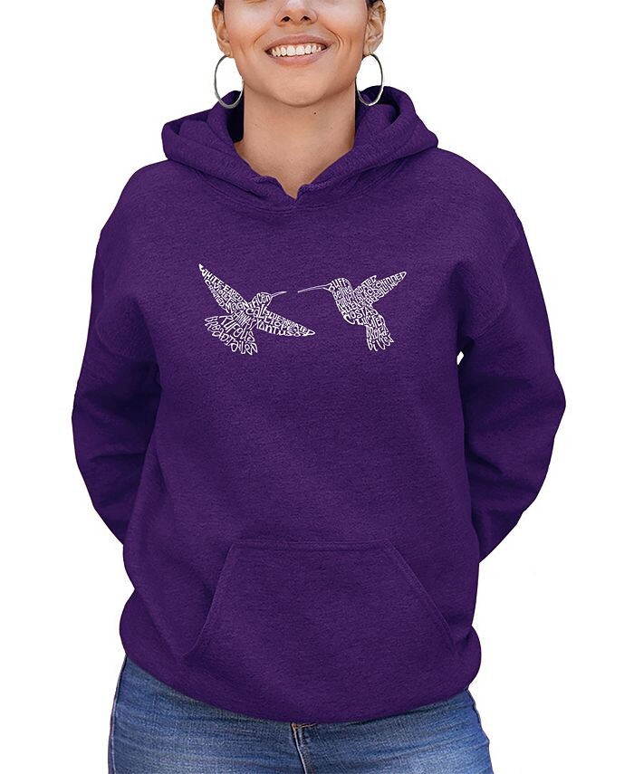 Женская толстовка с капюшоном Hummingbirds Word Art LA Pop Art, фиолетовый