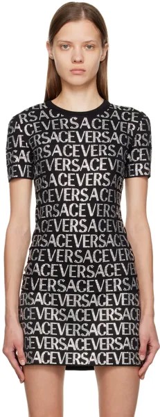 Черная футболка с кристаллами Versace