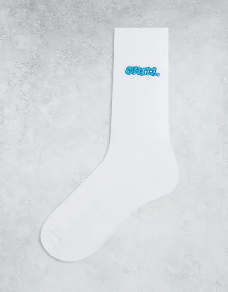 Белые носки с вышивкой ASOS DESIGN