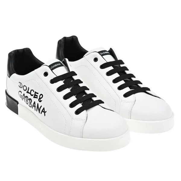 Белые кеды с черными шнурками Dolce&Gabbana детские