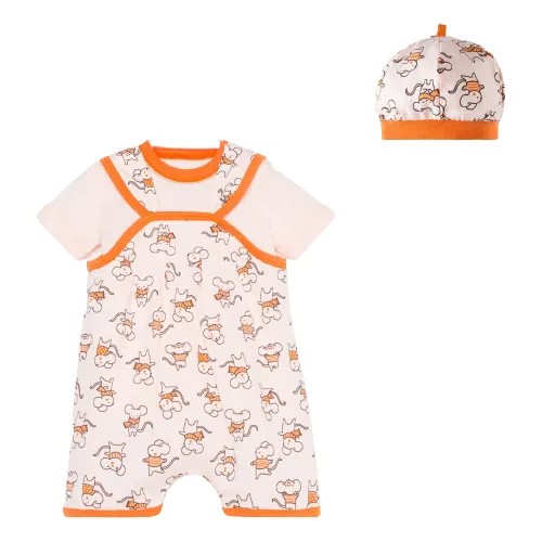 BONITO Комплект (чепчик/боди/футболка) детский детская, цвет персиковый/мышки, рост 62