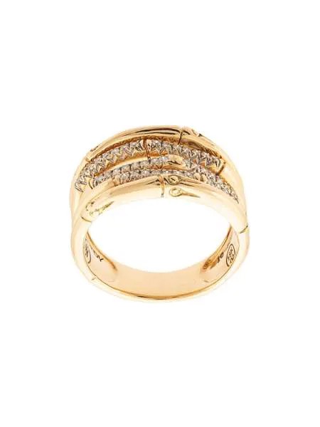 John Hardy кольцо Bamboo из желтого золота с бриллиантами