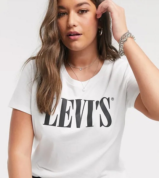 Футболка в стиле 90-х с логотипом Levi's Plus-Белый