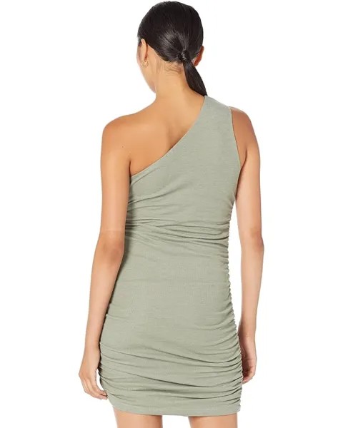 Платье MONROW Sheer One Shoulder Shirred Dress, цвет Laruel Green