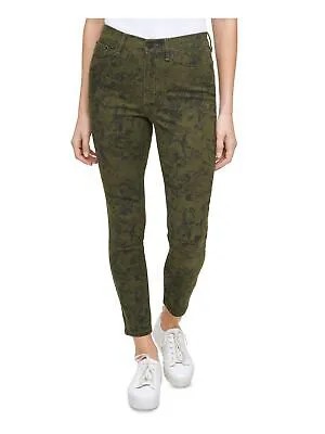 CALVIN KLEIN Женские зеленые джинсы скинни с высокой посадкой до щиколотки и животным принтом с карманами 24
