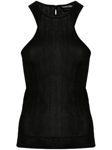 Топ в рубчик с эффектом металлик TOM FORD, черный