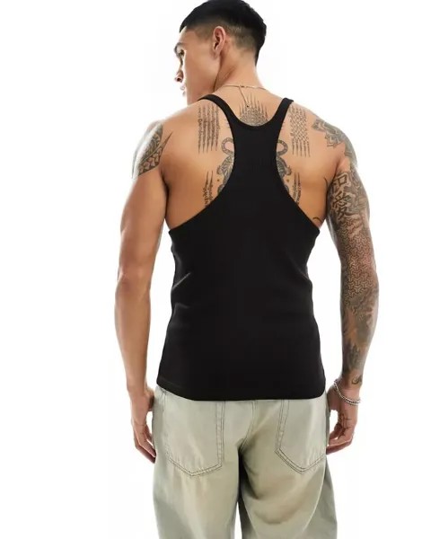 Черная вязаная майка в рубчик ASOS Design Extreme