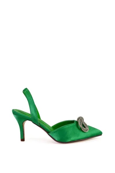 Туфли-лодочки 'Marinah' на низком каблуке с босоножками и стразами на пятке XY London, зеленый