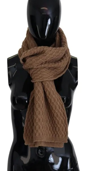 DOLCE - GABBANA Шарф Вязаный светло-коричневый Темно-коричневый платок с запахом 200см x 30см 560долл. США