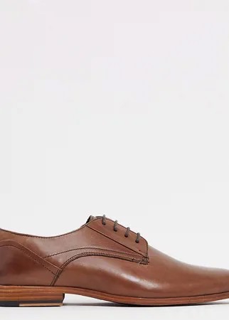 Коричневые кожаные туфли на шнуровке для широкой стопы с натуральной подошвой ASOS DESIGN-Коричневый цвет