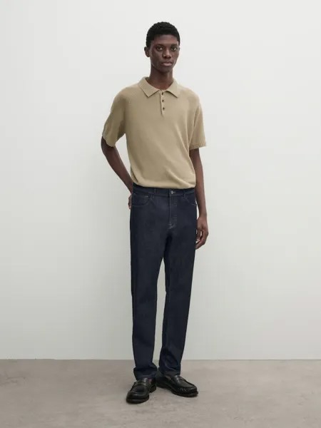 Трикотажная рубашка-поло с короткими рукавами Massimo Dutti, серый