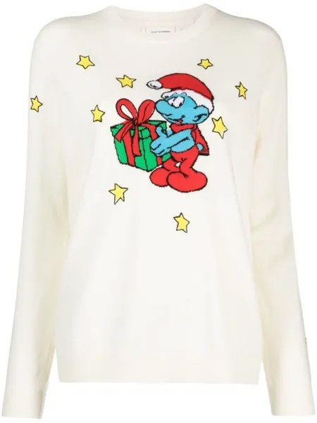 Chinti & Parker джемпер Christmas Smurf с круглым вырезом, нейтральный цвет