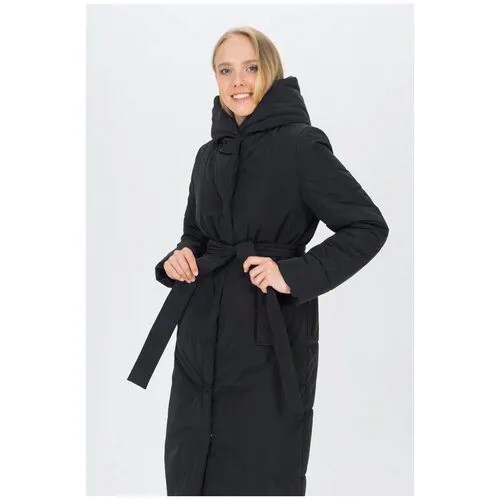 Пальто-халат с поясом 5у-0309-112 Черный 50