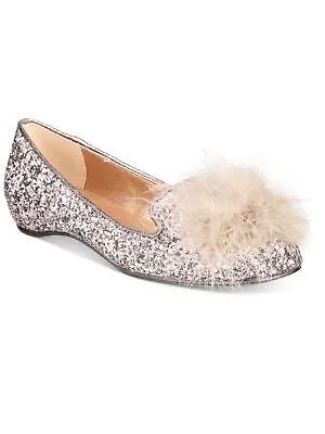 KENNETH COLE Womens Silver Feather Pom Gen-ie Bottle Slip On Flats 7,5 M