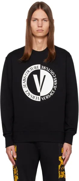 Черный свитшот с V-образной эмблемой Versace Jeans Couture