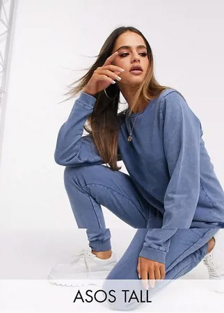 Спортивный костюм с эффектом кислотной стирки ASOS DESIGN Tall-Синий