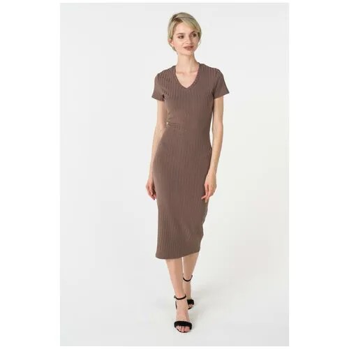 Трикотажное платье с коротким рукавом Trendy Angel TASS18D0035D Коричневый 48-50