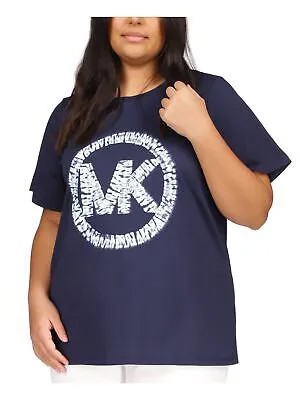 MICHAEL MICHAEL KORS Женская темно-синяя футболка с коротким рукавом и круглым вырезом с логотипом Plus 1X