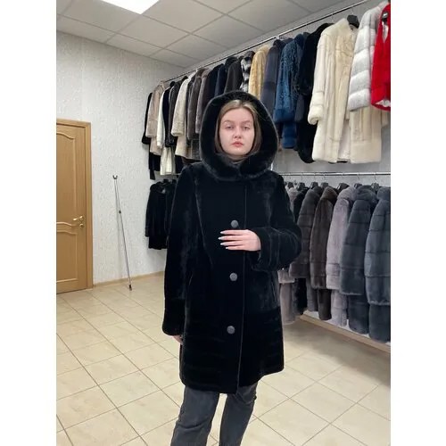 Полушубок, размер 56, черный