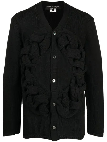 Comme des Garçons Homme Plus braided-band V-neck cardigan, черный