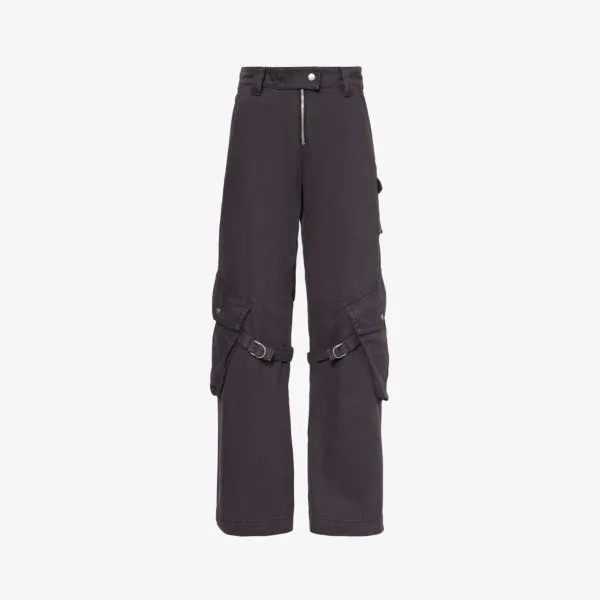 Брюки potina с высокой посадкой и широкими штанинами из хлопковой парусины Acne Studios, серый