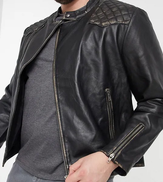 Кожаная байкерская куртка Bolongaro Trevor PLUS-Черный цвет