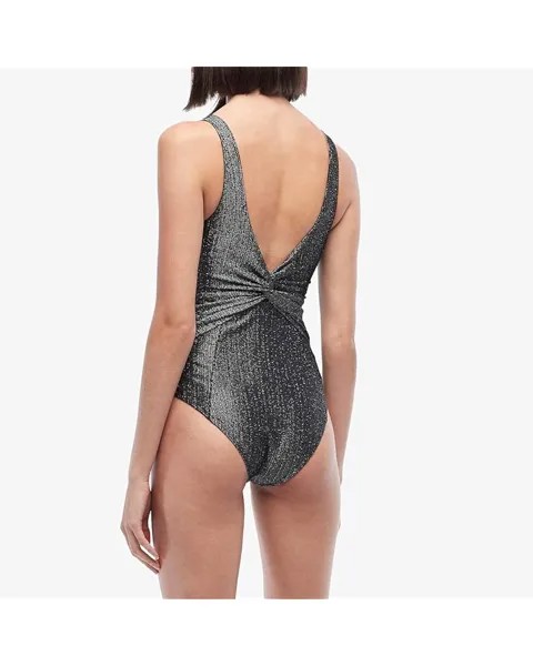 Купальник Jonathan Simkhai Metallic Front Twist One-Piece, черный/серебряный