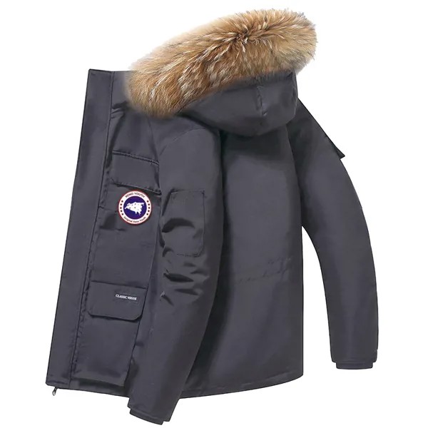Высококачественная классическая зимняя мужская и женская куртка из натурального меха Койота канадская куртка из гусиного пуха теплая верхняя одежда пальто цвета