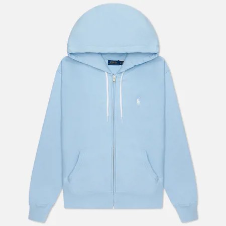 Женская толстовка Polo Ralph Lauren Featherweight Fleece Zip Hoodie, цвет голубой, размер S