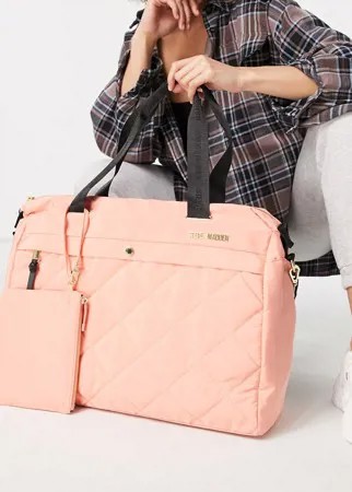 Большая стеганая сумка-тоут с маленькой сумочкой персикового цвета Steve Madden-Розовый цвет