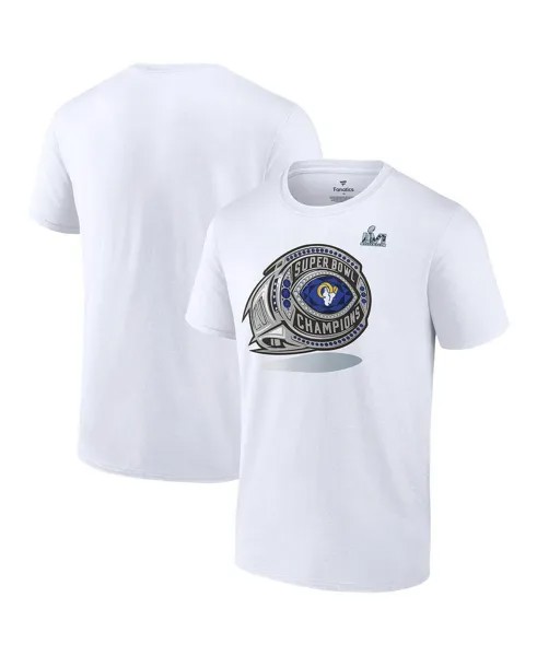 Мужская белая футболка с логотипом Los Angeles Rams Super Bowl LVI Champions Ring Fanatics