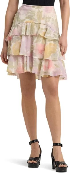 Юбка LAUREN Ralph Lauren Floral Crinkle Georgette Tiered Skirt, цвет Cream Multi