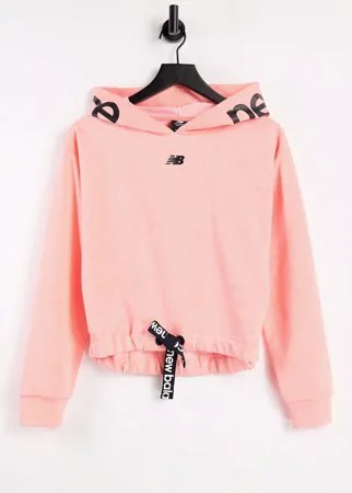 Розовый укороченный худи New Balance Running-Розовый цвет