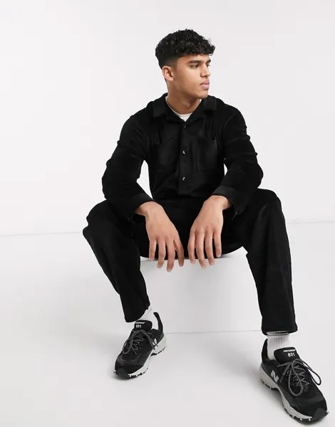 Черный вельветовый комбинезон ASOS DESIGN