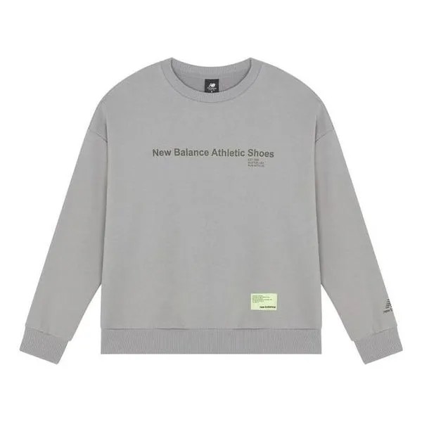 Толстовка New Balance Alphabet Logo Printing Sports Round Neck Pullover Gray, серый