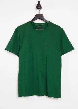 Зеленая футболка с изогнутым логотипом BOSS Athleisure-Зеленый цвет