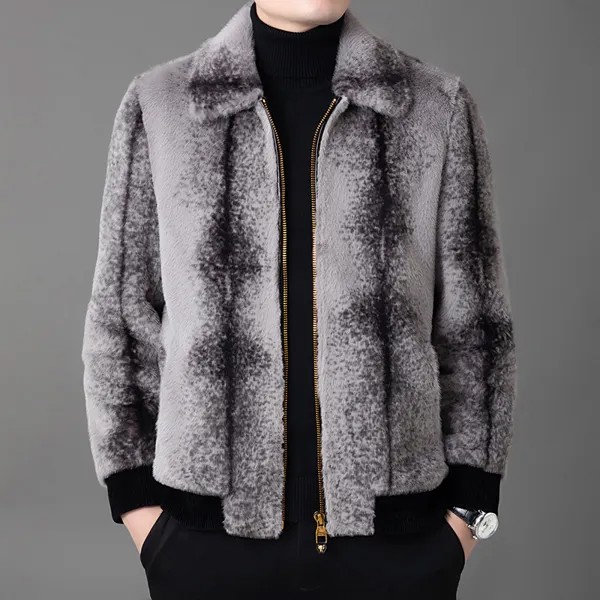 Новое зимнее Мужское пальто с лацканами, Золотое Норковое бархатное пальто, модное меховое интегрированное пальто из искусственного меха, ...