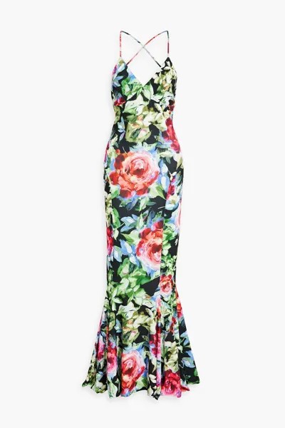 Платье макси из эластичного джерси с цветочным принтом NORMA KAMALI, разноцветный