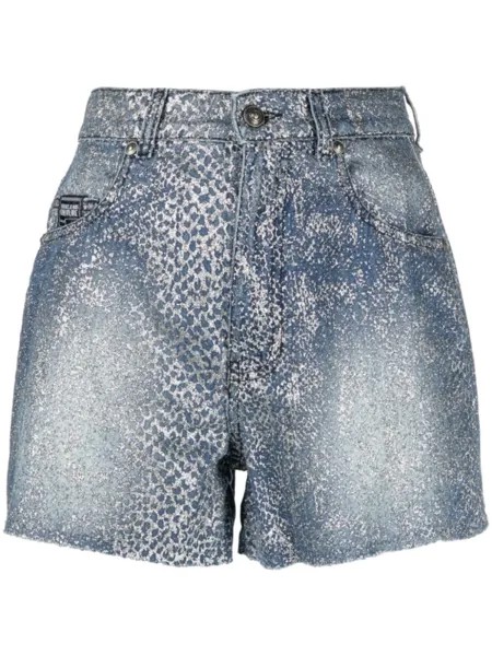 Versace Jeans Couture джинсовые шорты с тиснением под змеиную кожу, синий