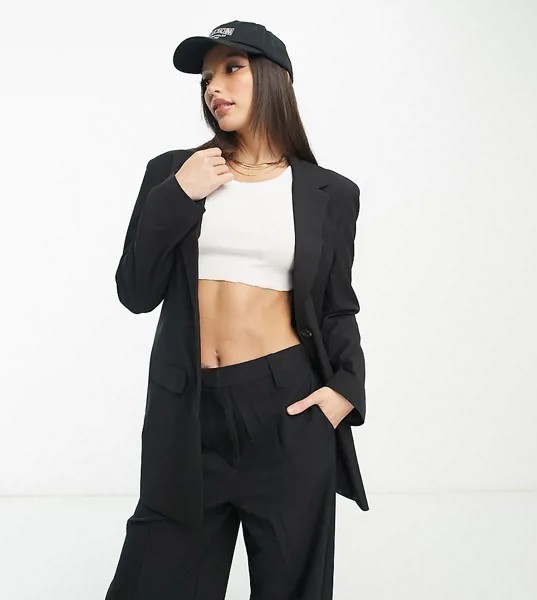 Черный пиджак зауженного кроя в мужском стиле ASOS DESIGN Tall – Выбирай и Комбинируй-Черный цвет